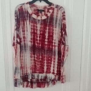women large tie dye long sleeve ivory red